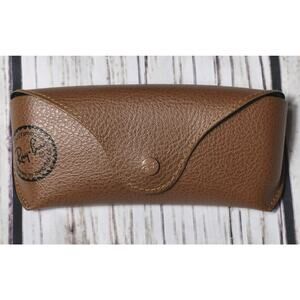 Ray-Ban Sunglasses Semi-Hard Case Brown Leather W/ Logo, Black Felt Inside